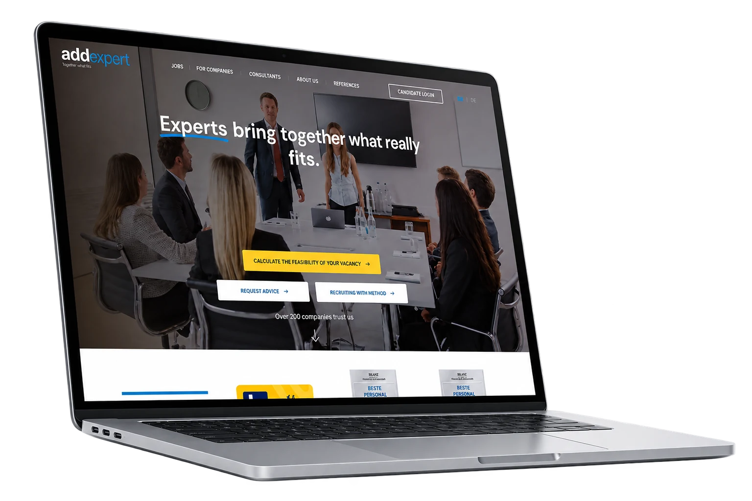 addexpert Website, umgesetzt von webChange